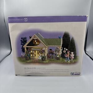 Dept 56 Snow Village Easter Lily’s Nursery & Gifts Lighted House 3 Pc Set EUC